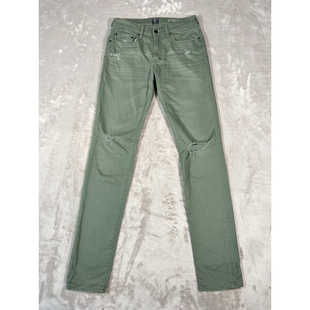 PRPS Windsor Jeans Mens 30x34 Green Tapered Skinny Fit Distressed Denim Stretch